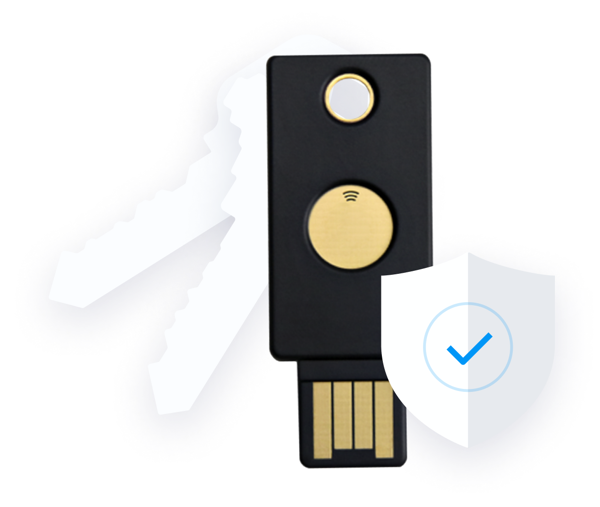 security key login device with protection shield icon